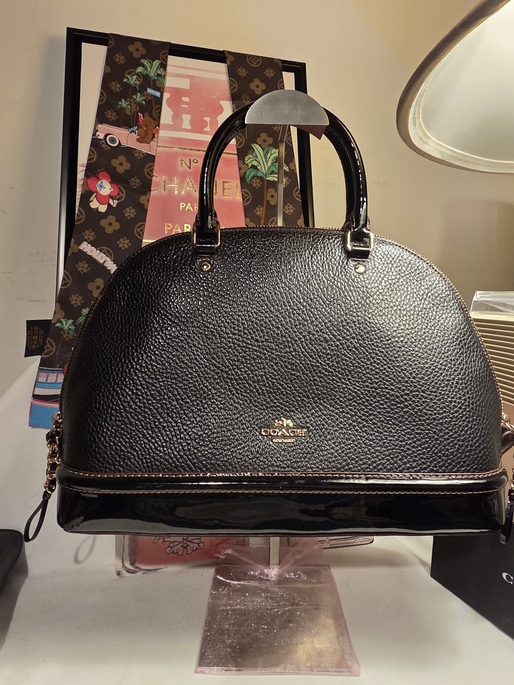 Coach Black Pebbled Leather Dome Satchel